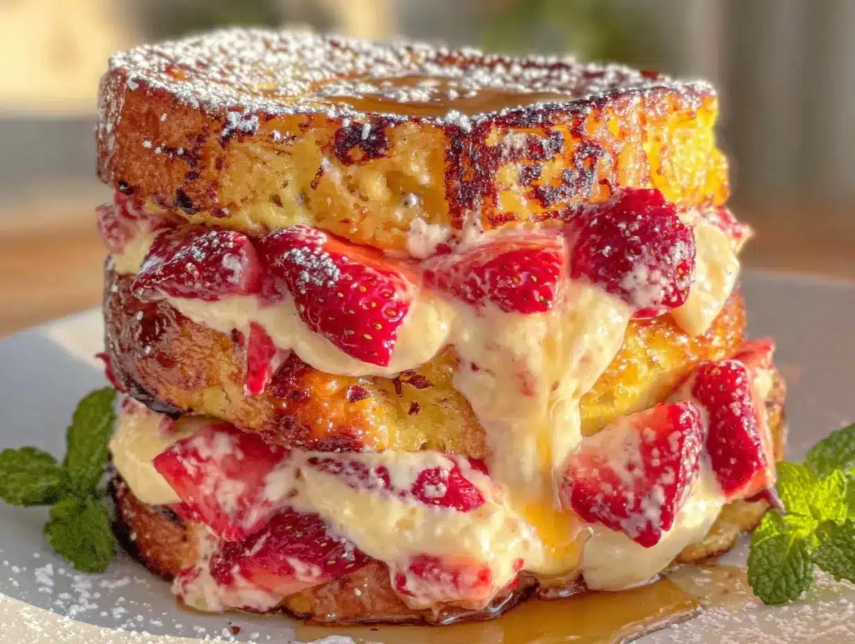 strawberry stuffed french toast preparation steps
