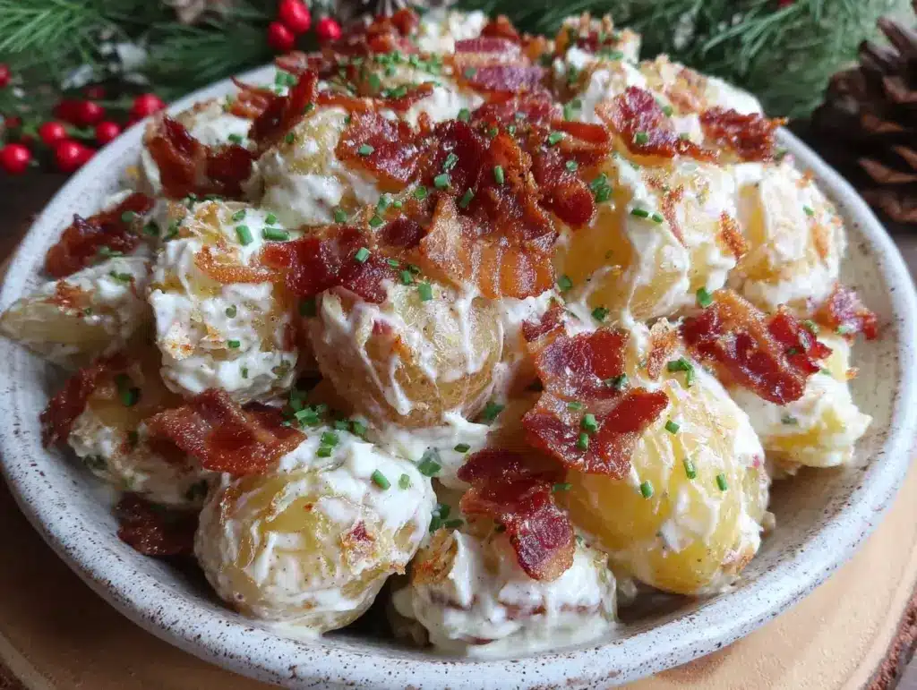creamy bacon ranch potato salad - featured image