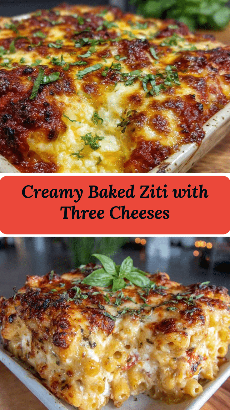 creamy baked ziti with three cheeses recipe