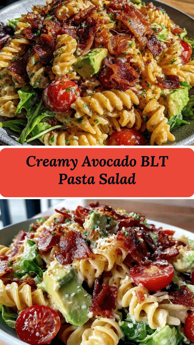creamy BLT pasta salad with avocado recipe