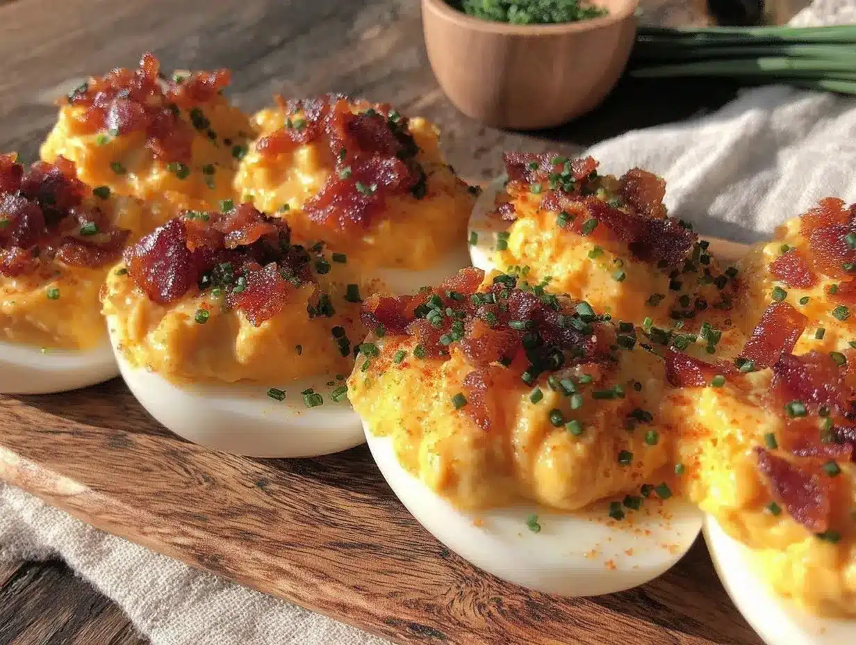 creamy deviled eggs with crispy bacon preparation steps