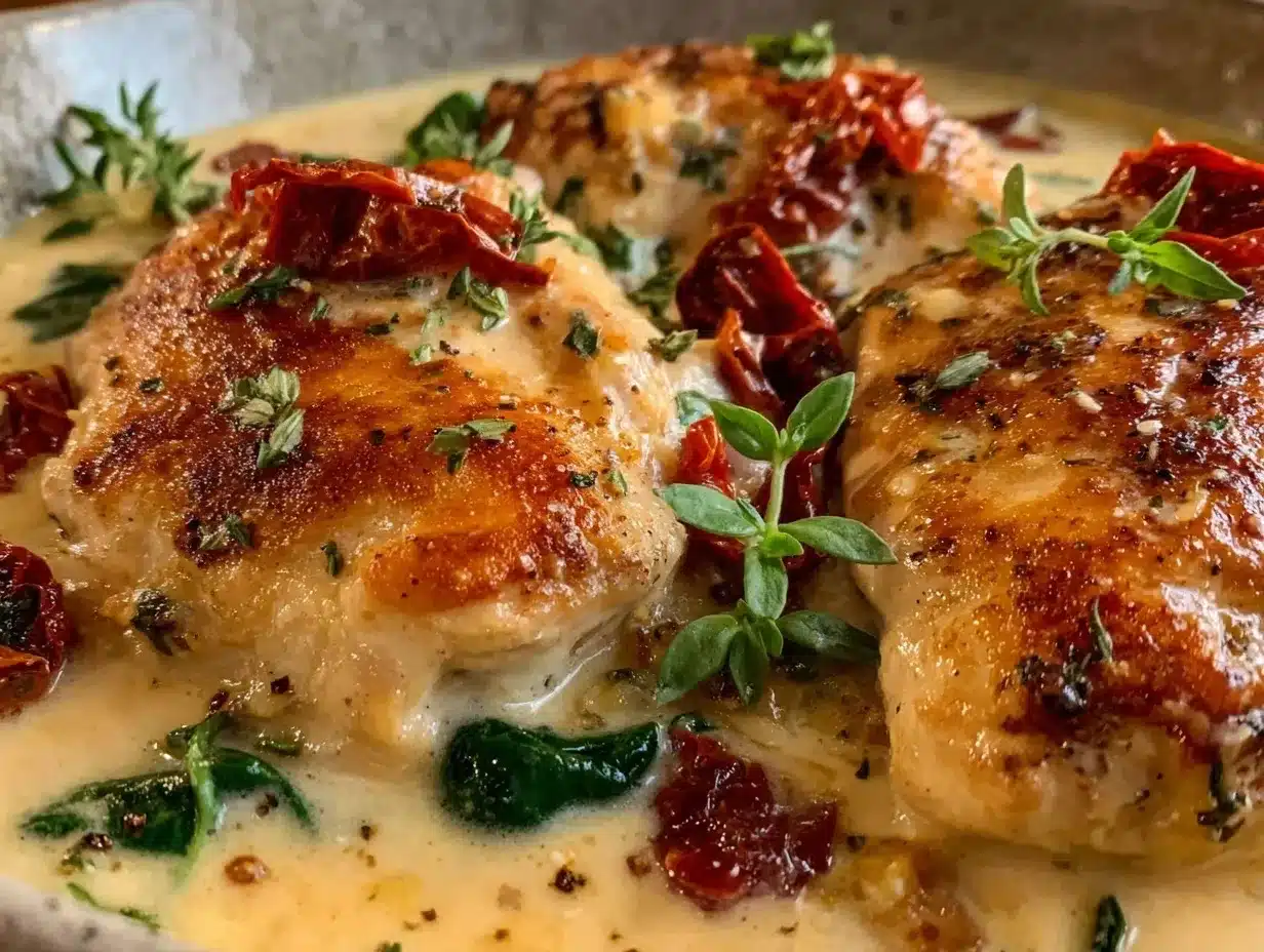 creamy one-pot tuscan chicken preparation steps