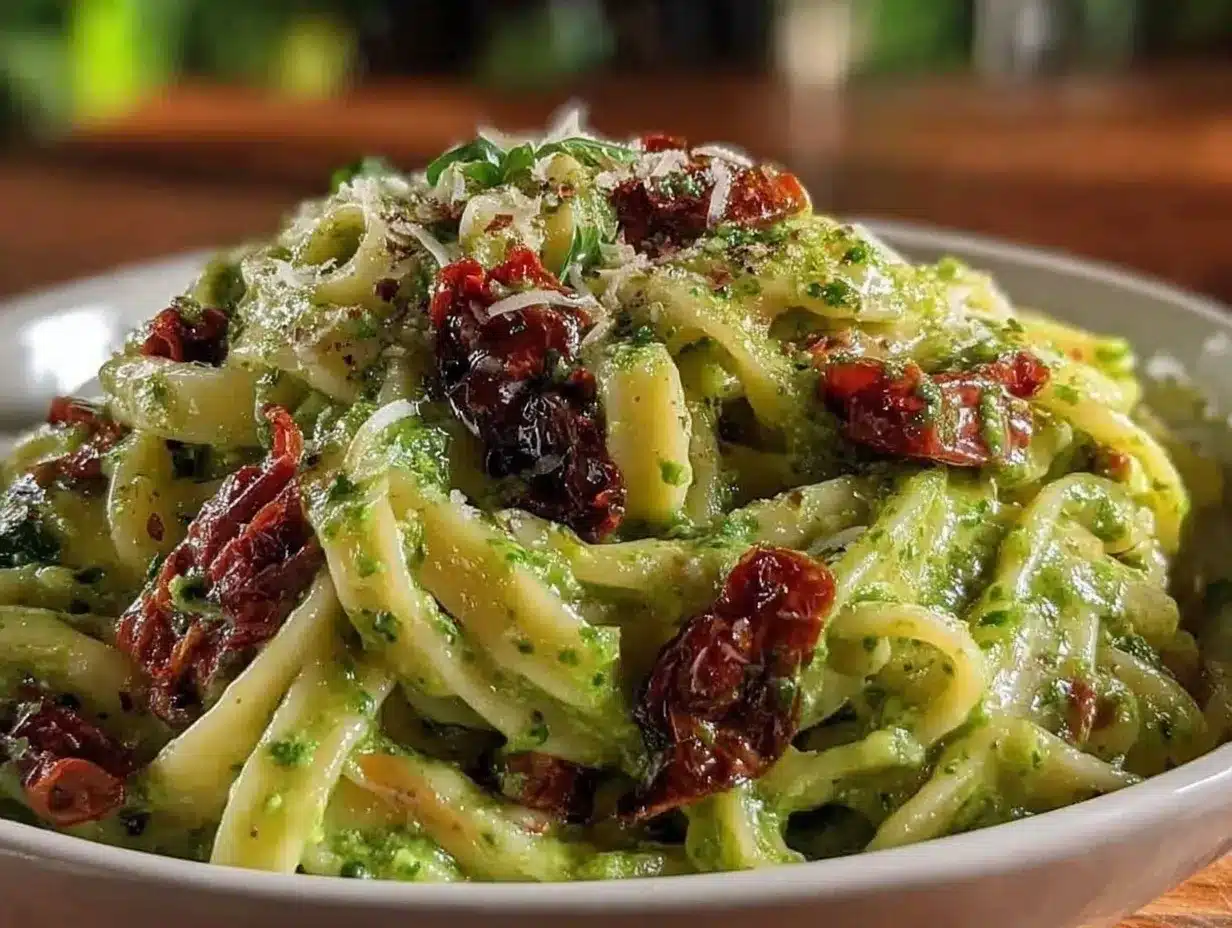 creamy pesto pasta with sun-dried tomatoes preparation steps