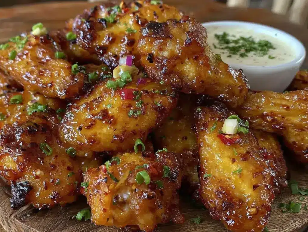 crispy baked sweet chili chicken wings - featured image