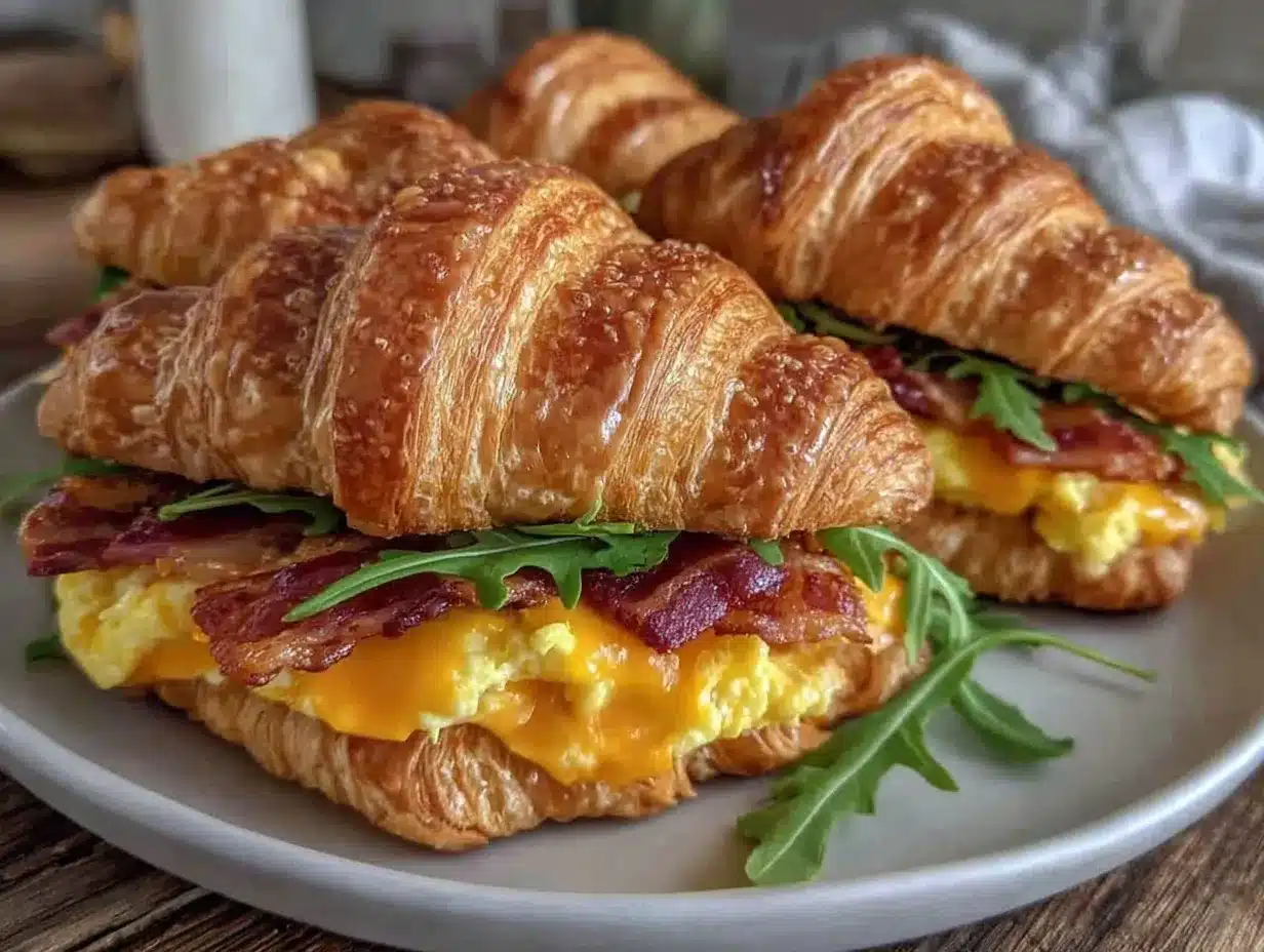 flaky croissant breakfast sandwiches preparation steps