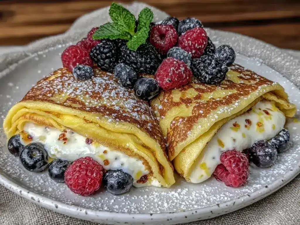 fluffy lemon ricotta crepes - featured image