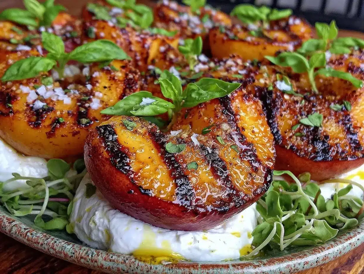 fresh grilled peach and burrata salad preparation steps