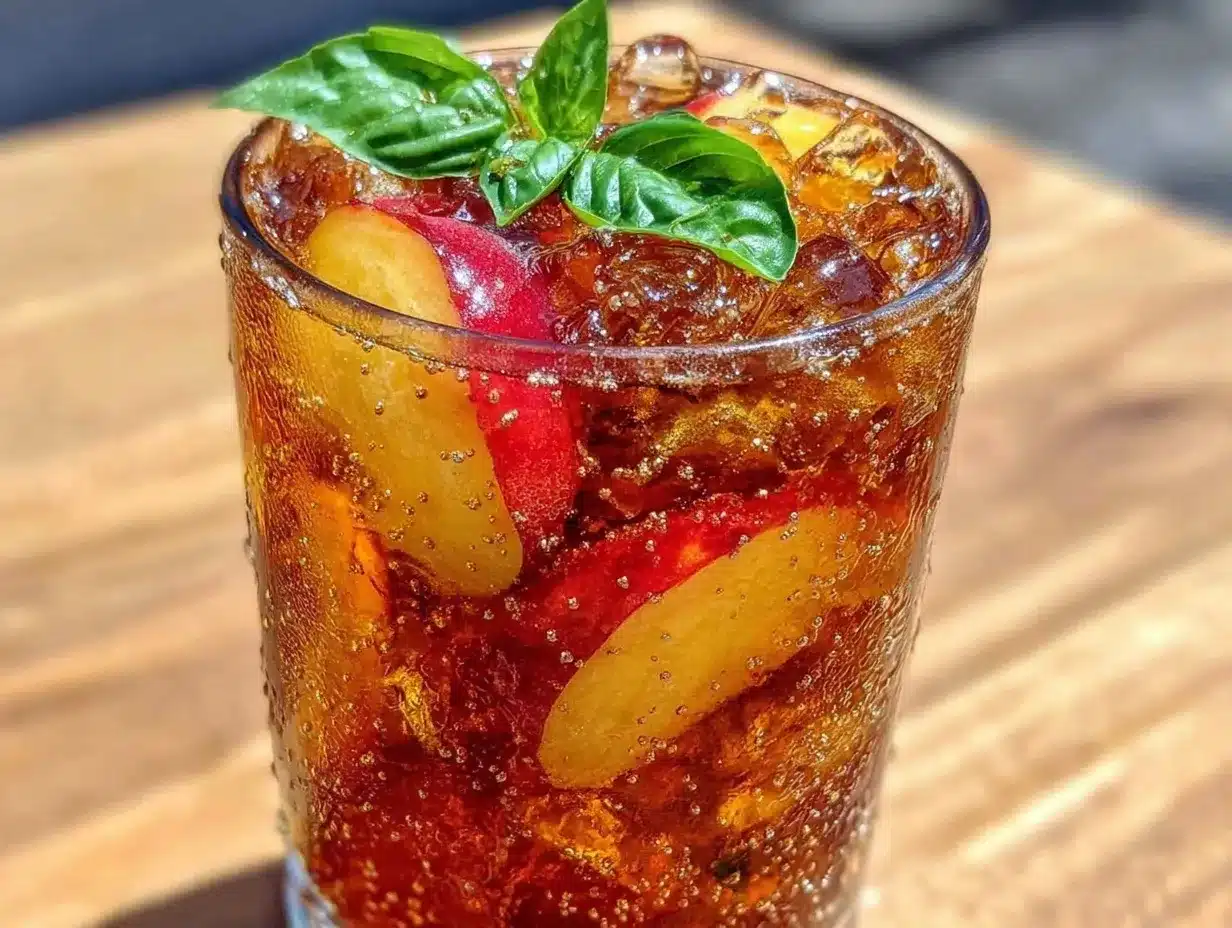 fresh peach basil iced tea preparation steps