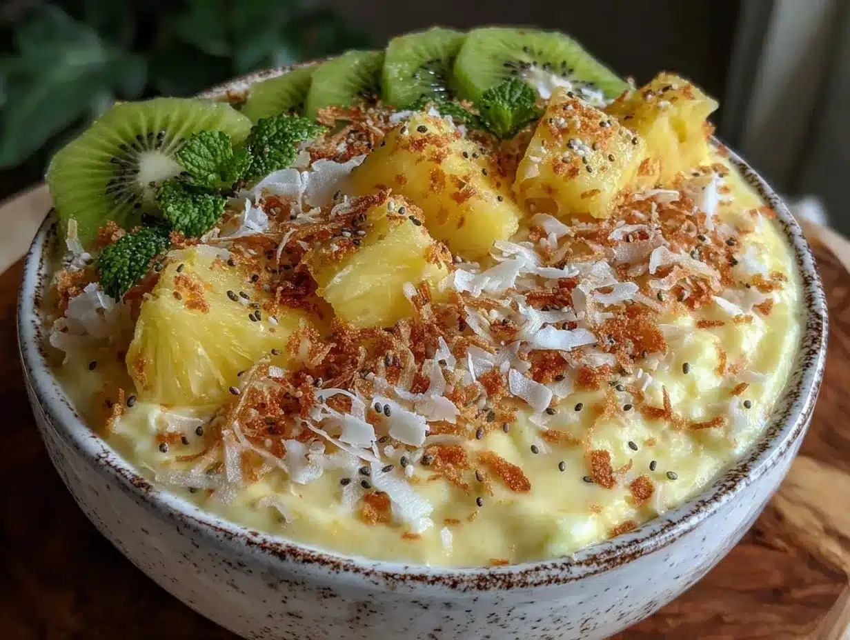 Fresh Pineapple Coconut Smoothie Bowl preparation steps