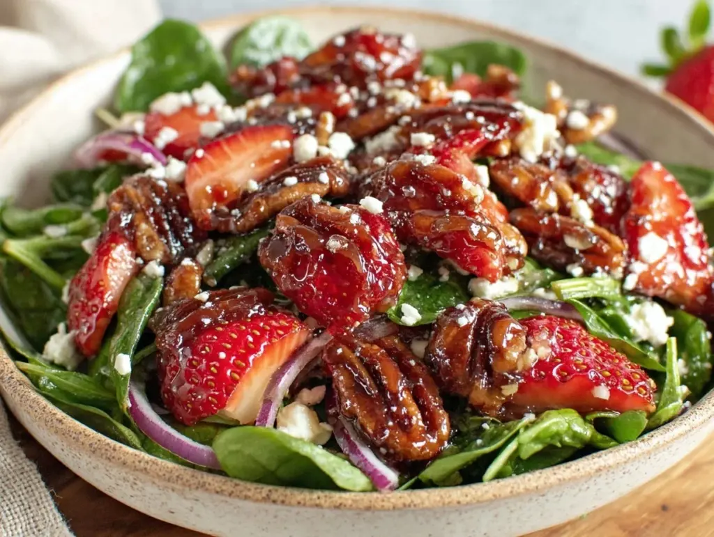 fresh strawberry spinach salad - featured image