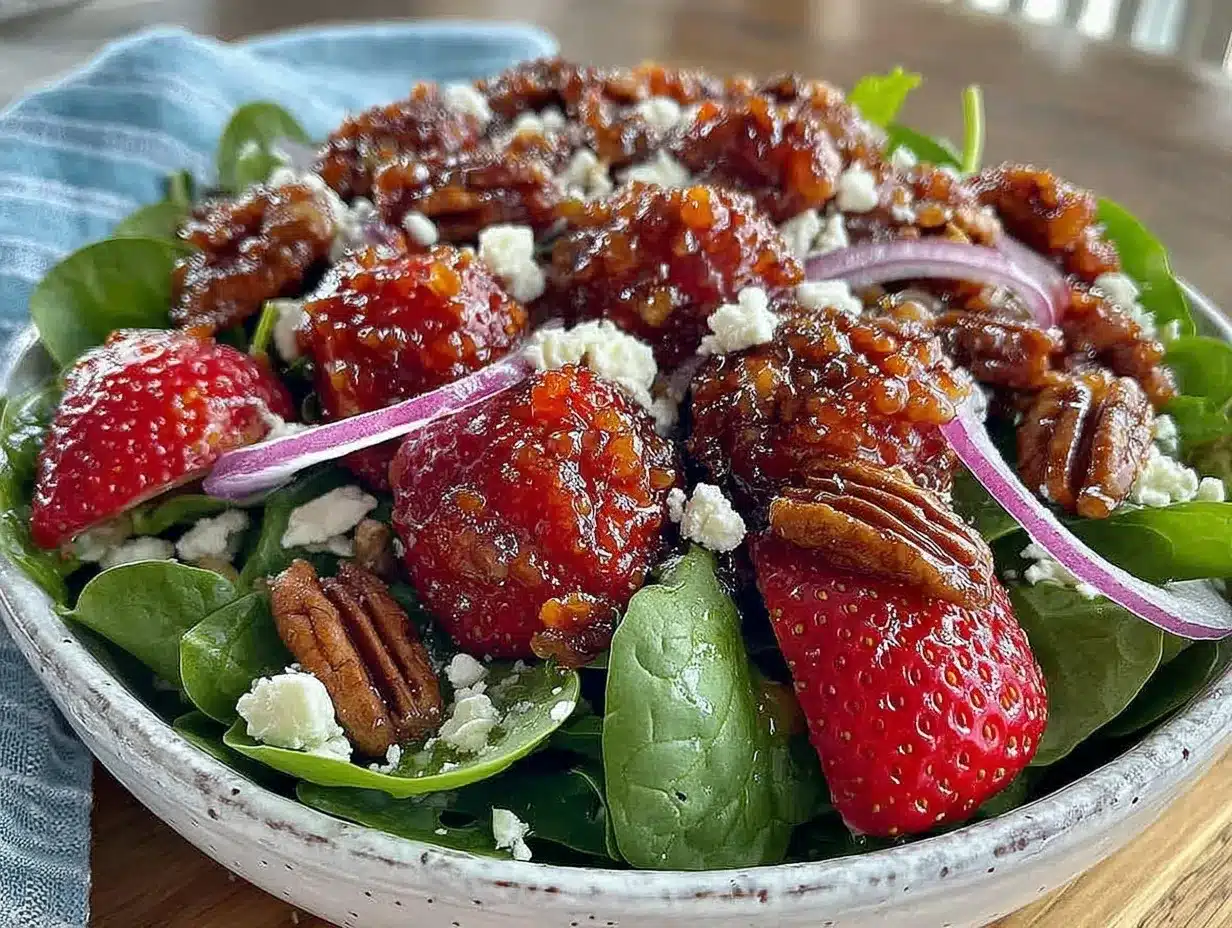 fresh strawberry spinach salad preparation steps