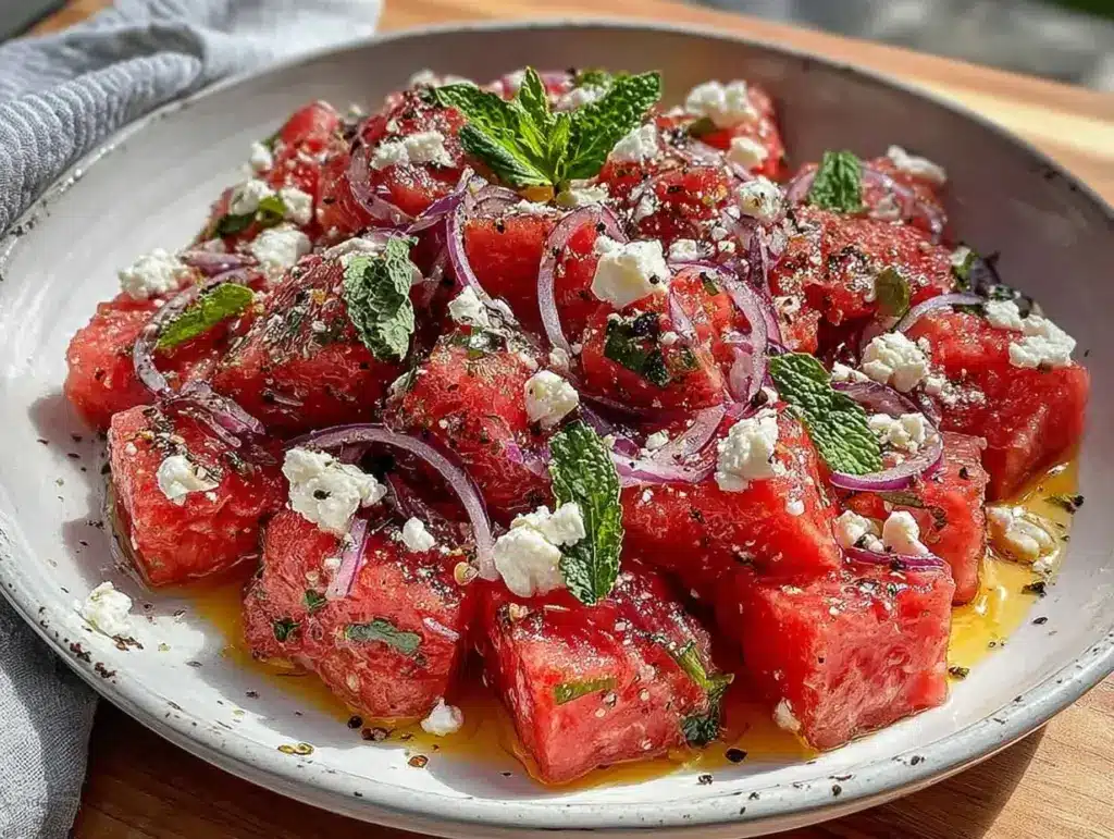 fresh watermelon feta summer salad - featured image