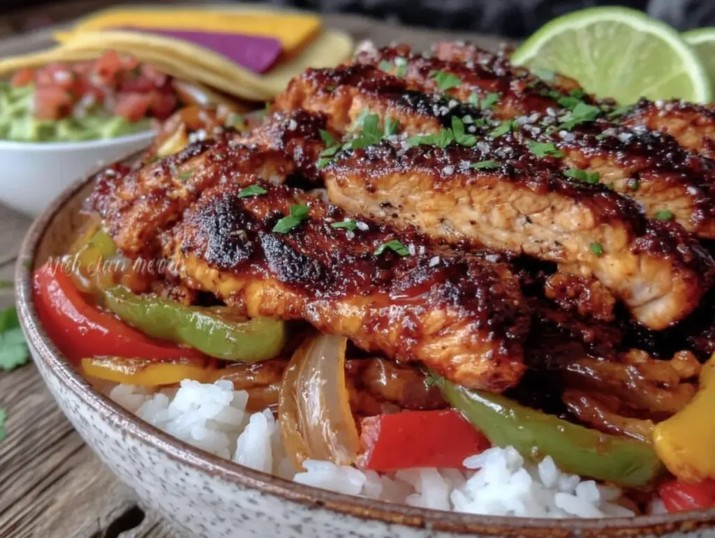 quick chicken fajita bowls - featured image