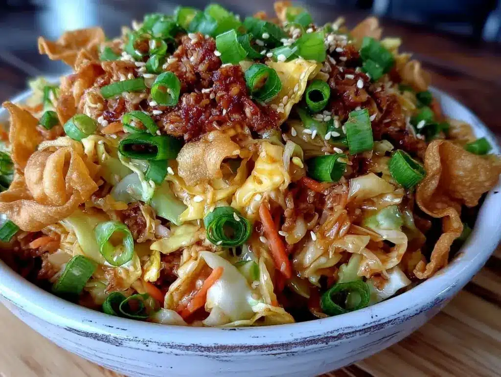 quick crispy egg roll in a bowl - featured image