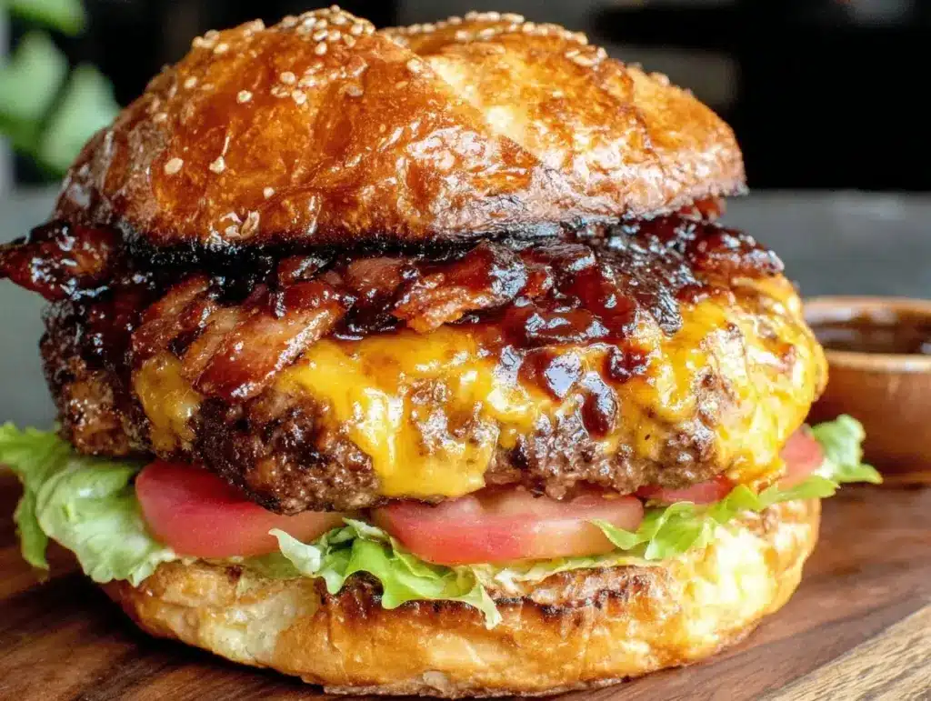 bbq bacon cheddar burger - featured image