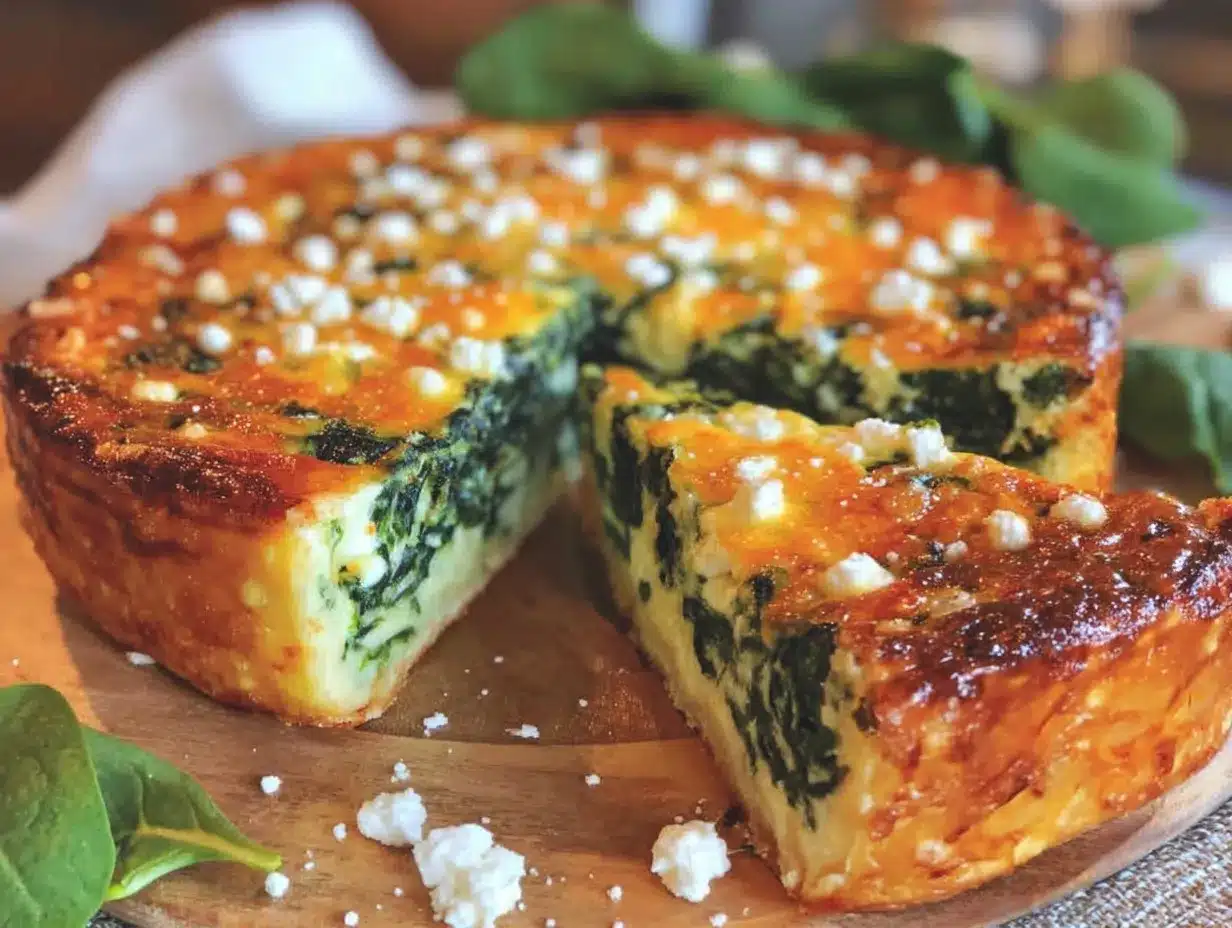 buttery spinach and feta quiche preparation steps