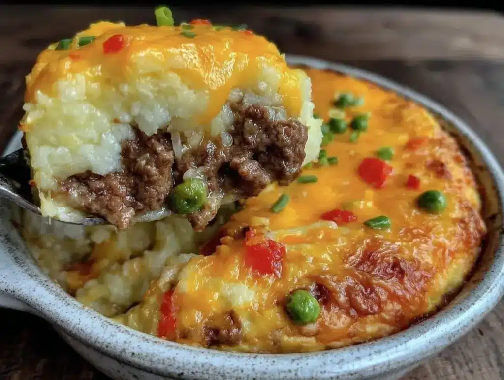 cheesy beef and rice casserole - featured image