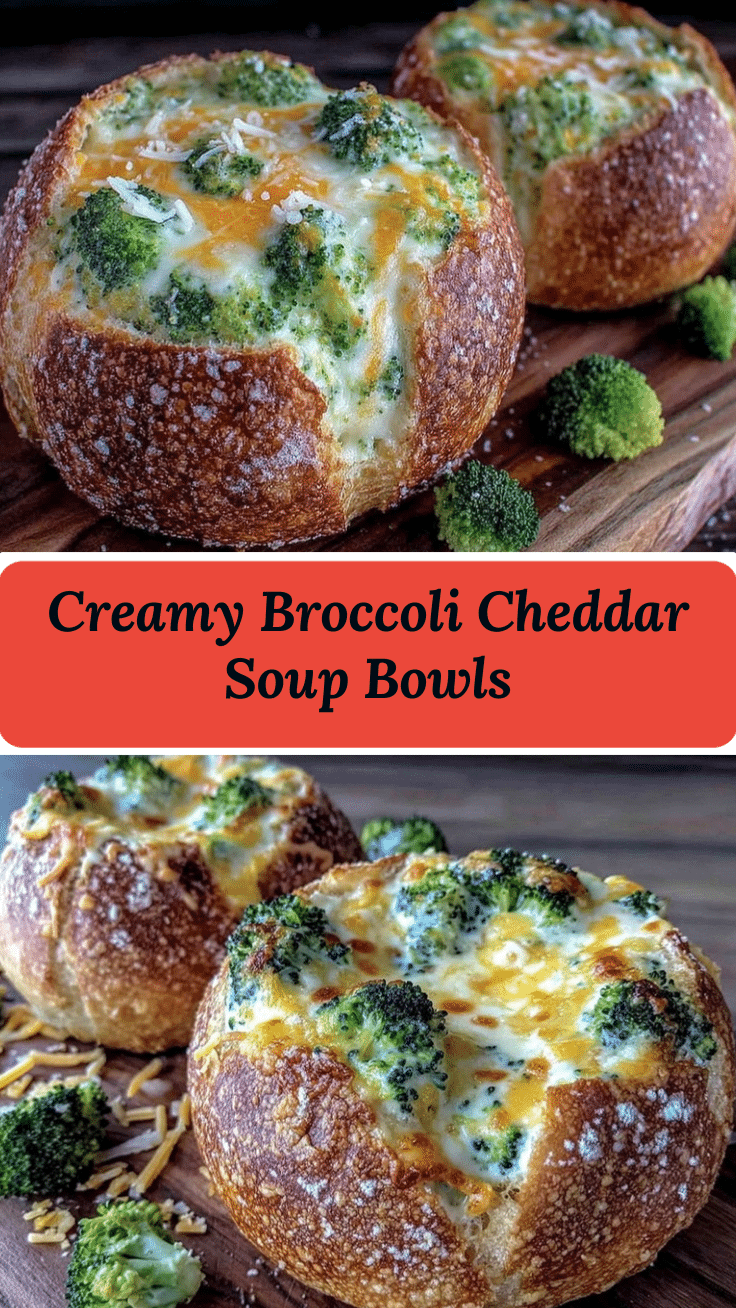 creamy broccoli cheddar soup in artisan bread bowls recipe