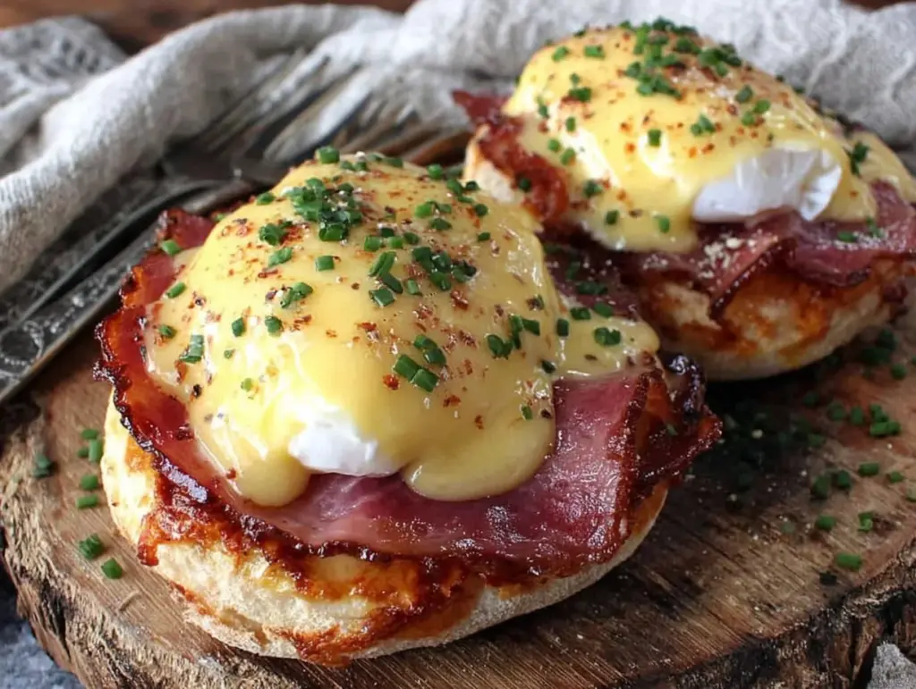 creamy eggs benedict - featured image