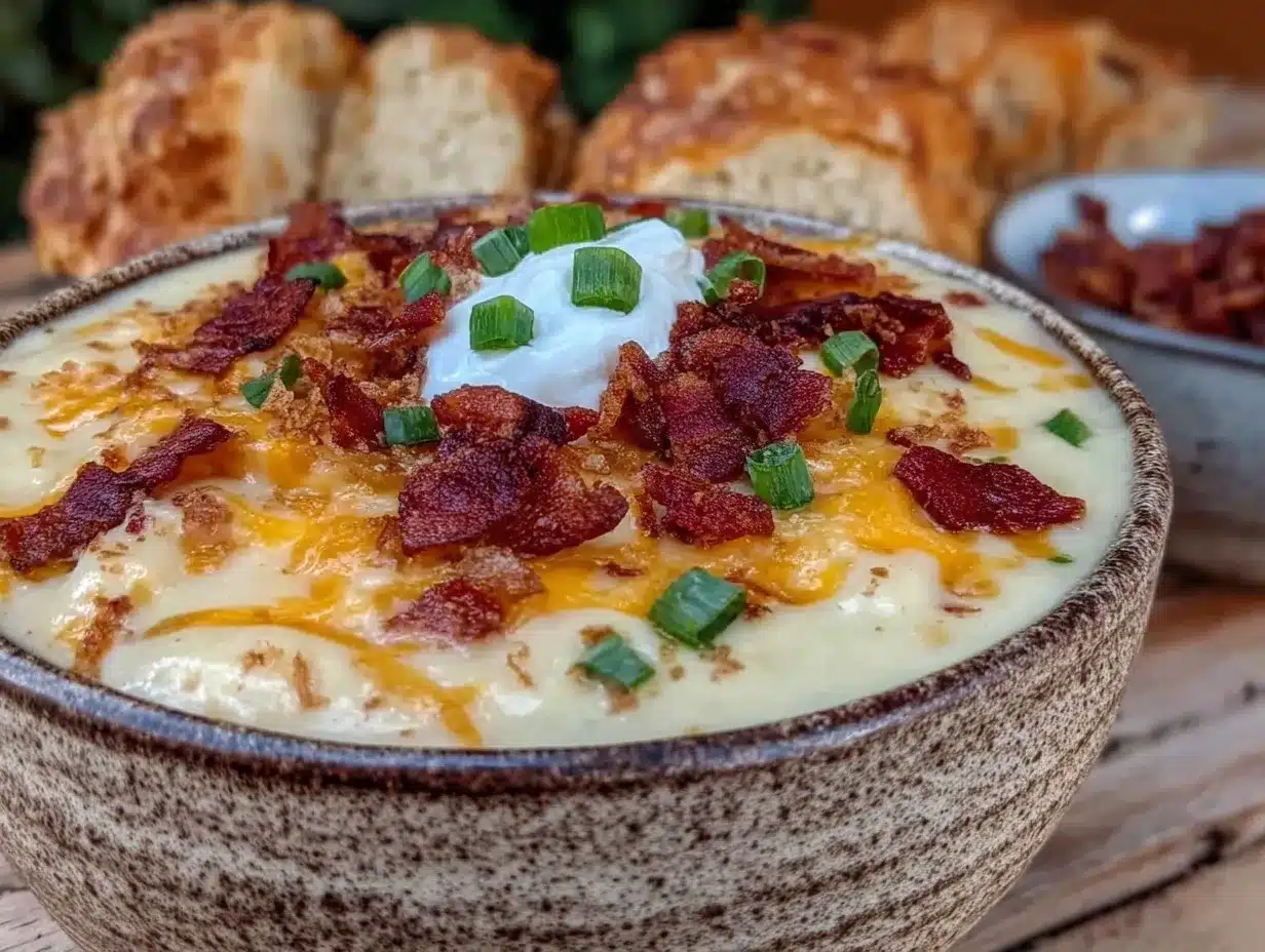 creamy loaded baked potato soup with bacon preparation steps