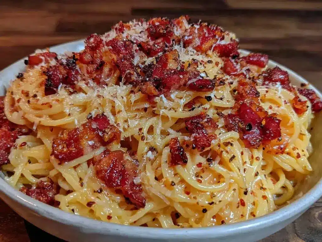 creamy one-pot spaghetti carbonara - featured image