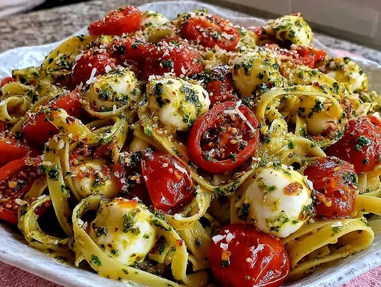 creamy pesto pasta preparation steps