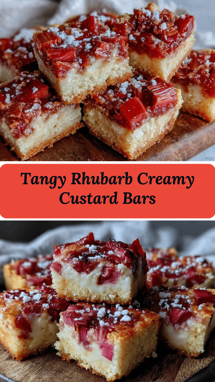 creamy rhubarb custard bars recipe
