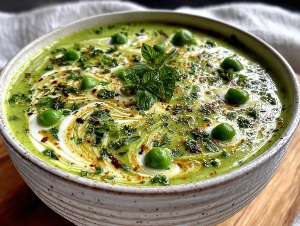 creamy spring pea soup - featured image