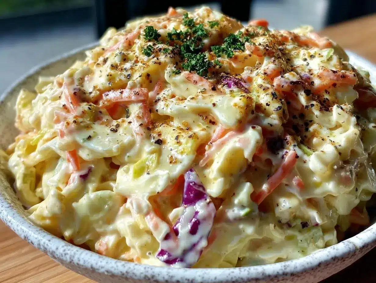 creamy tangy coleslaw with apple cider vinegar preparation steps