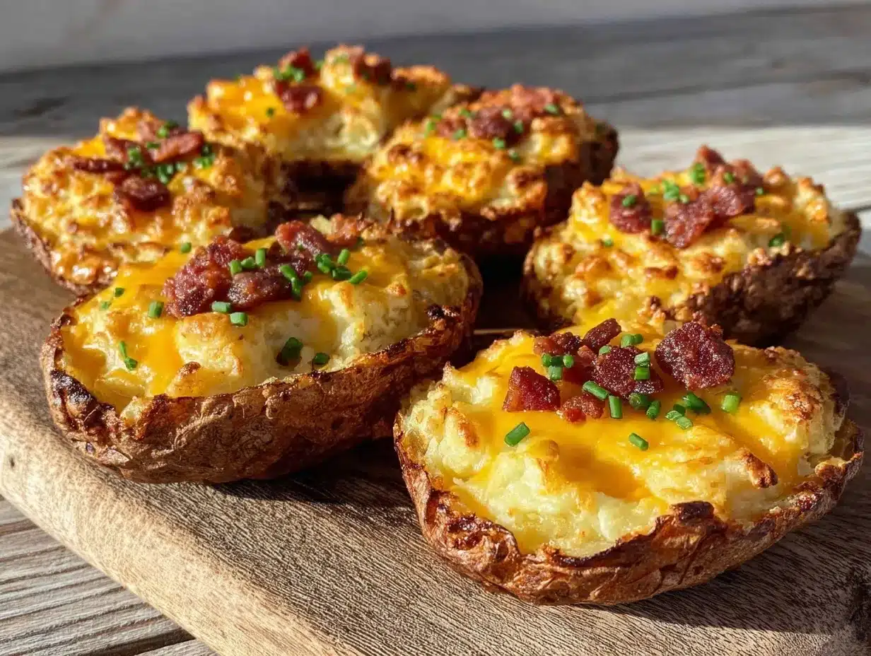 crispy cheesy irish potato skins with bacon bits preparation steps