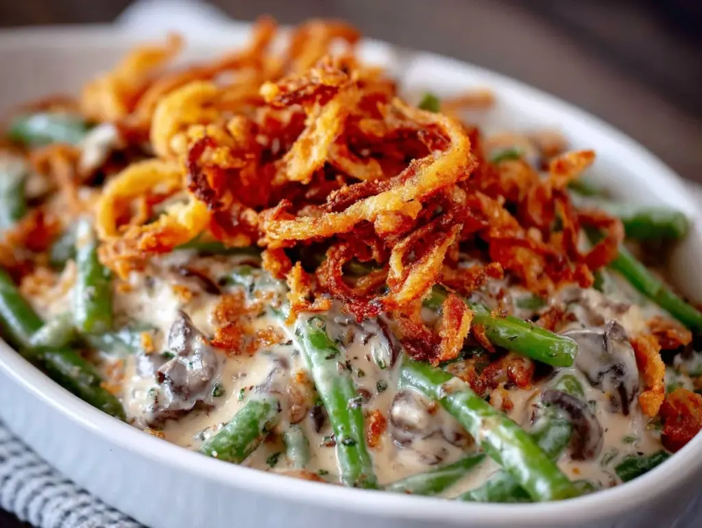 crispy classic green bean casserole - featured image