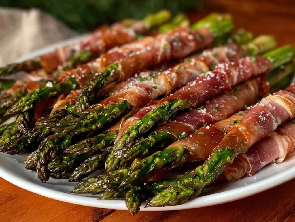 crispy prosciutto-wrapped asparagus bundles - featured image