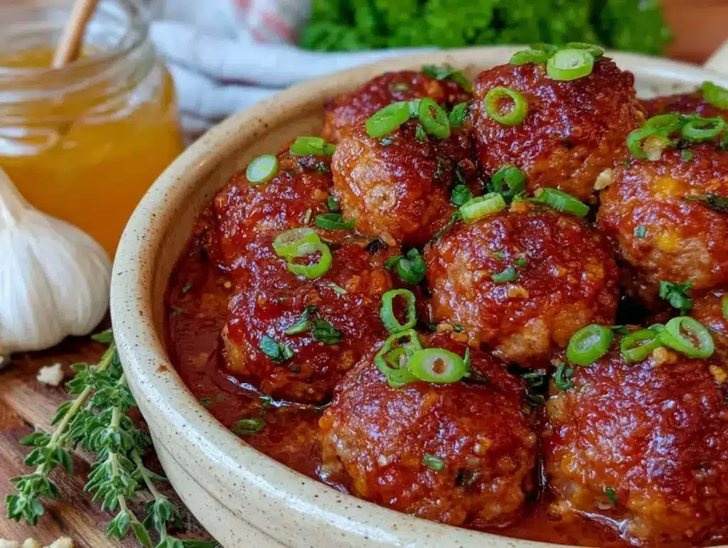 crockpot honey garlic meatballs - featured image