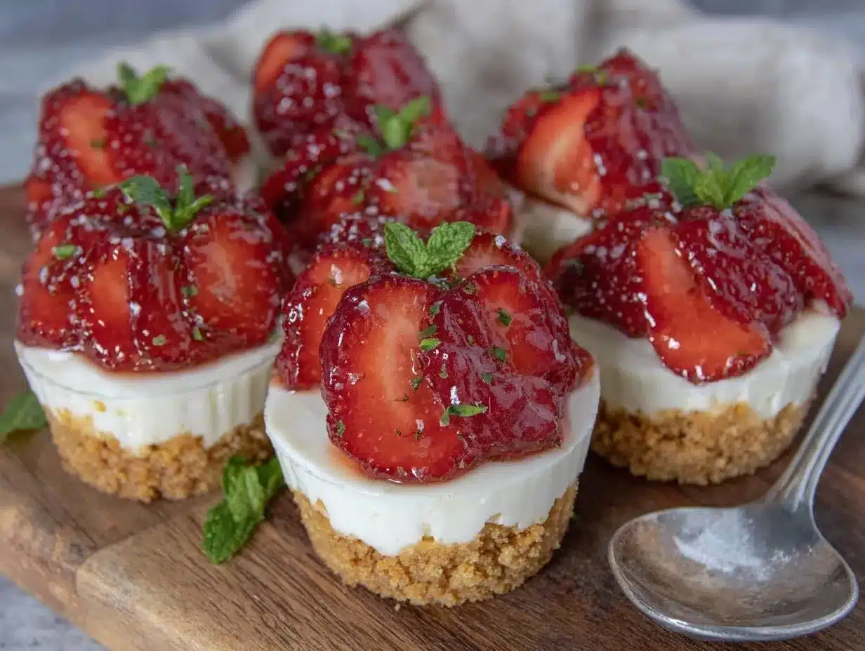 easy no bake strawberry cheesecake cups preparation steps