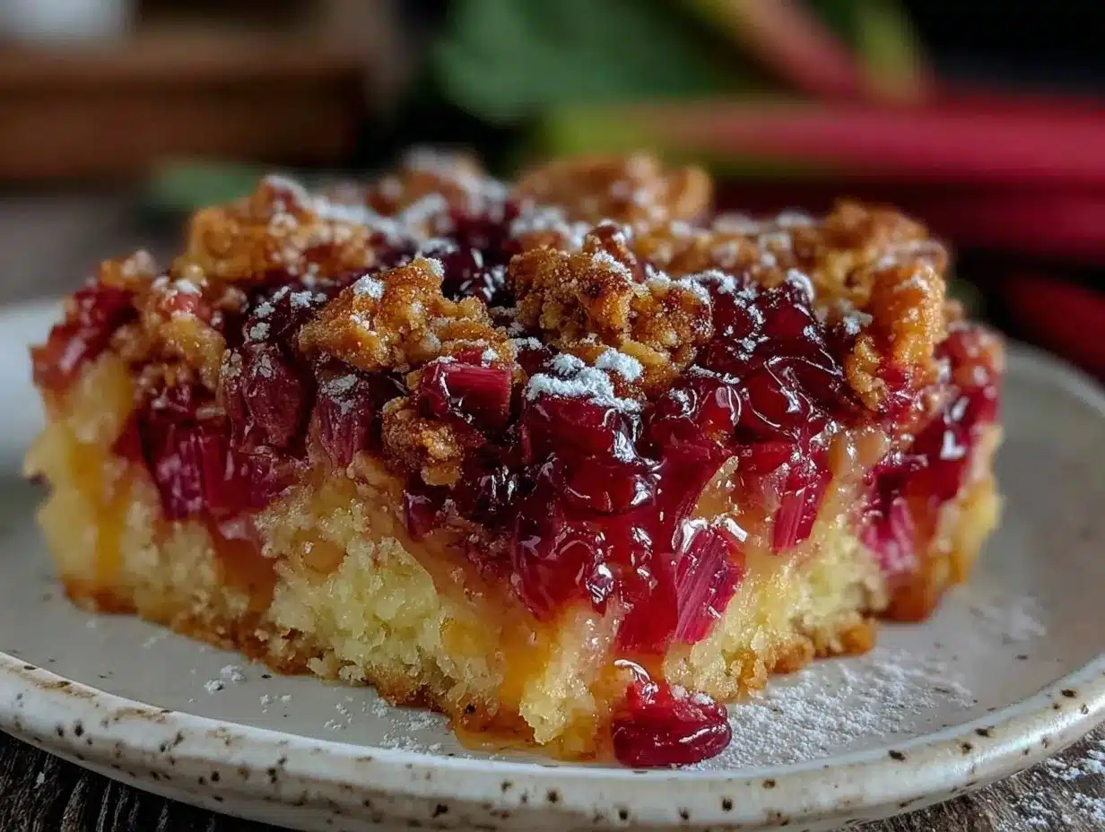easy tangy rhubarb crumble cake preparation steps