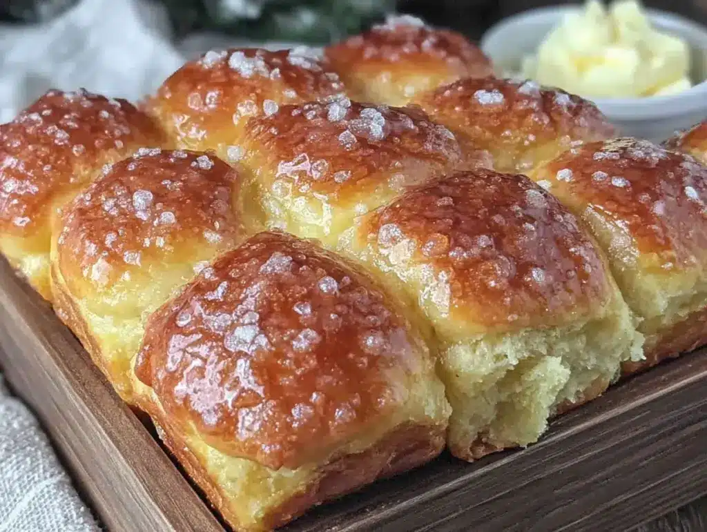 fluffy honey butter dinner rolls - featured image