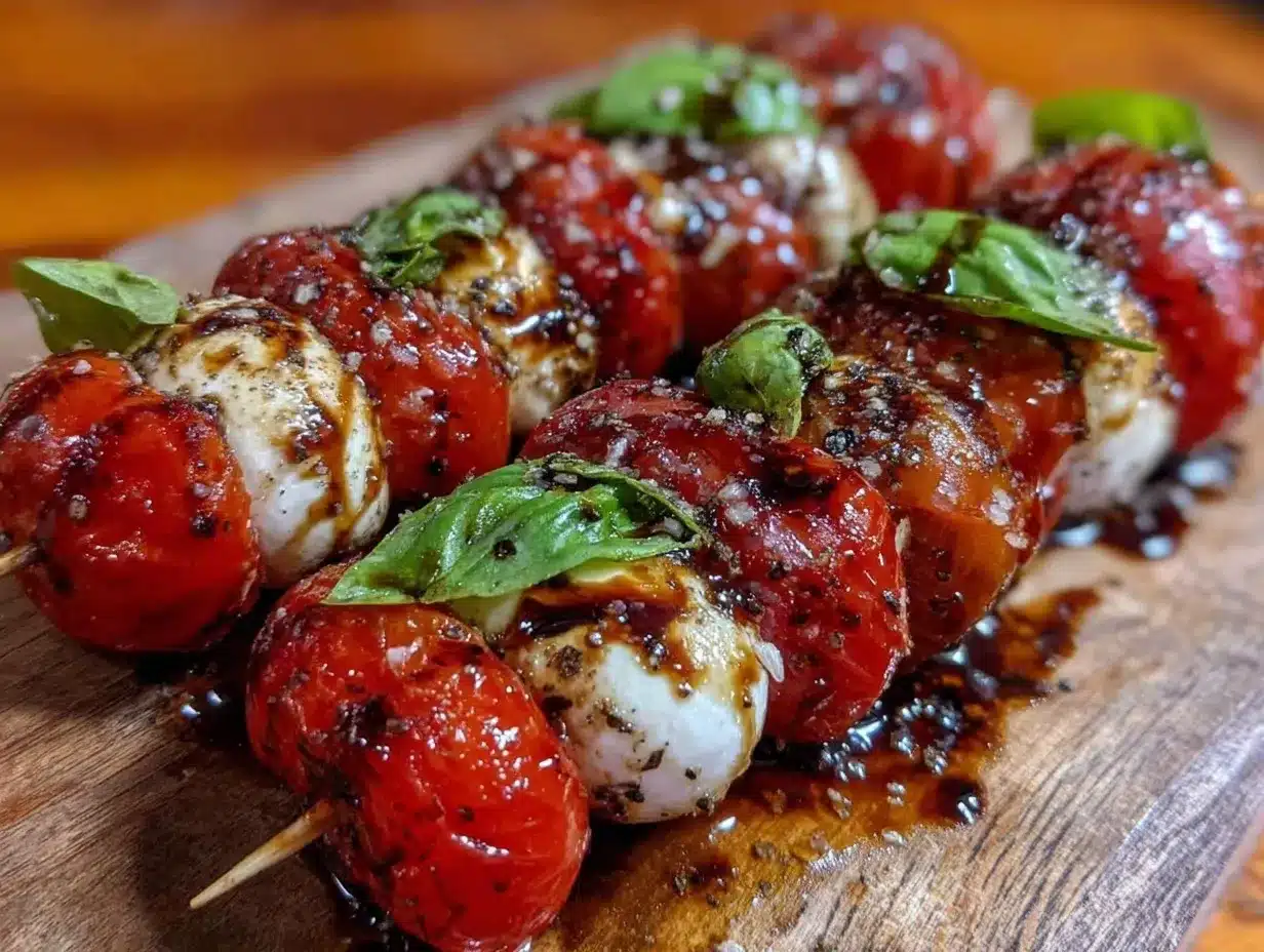 fresh caprese salad skewers preparation steps