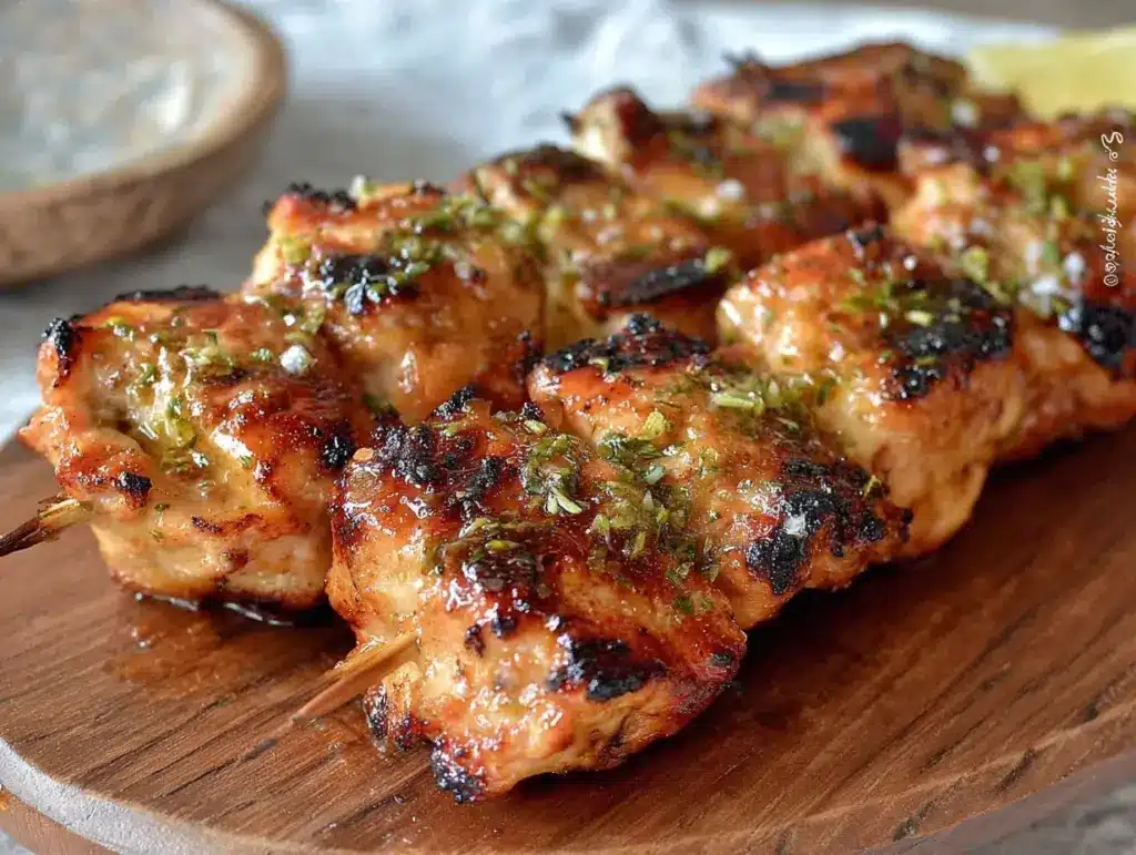 fresh grilled chicken skewers - featured image