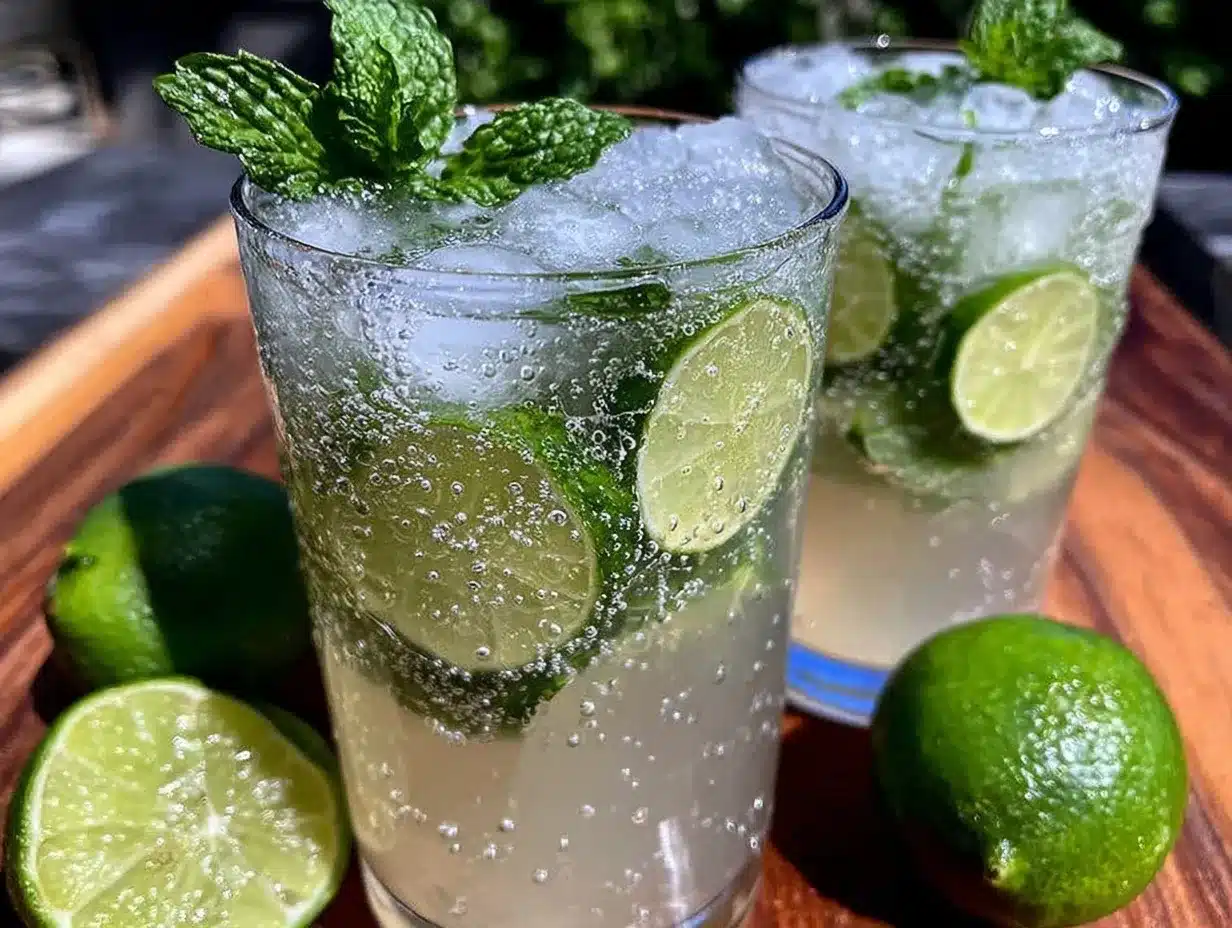 fresh homemade limeade with mint preparation steps