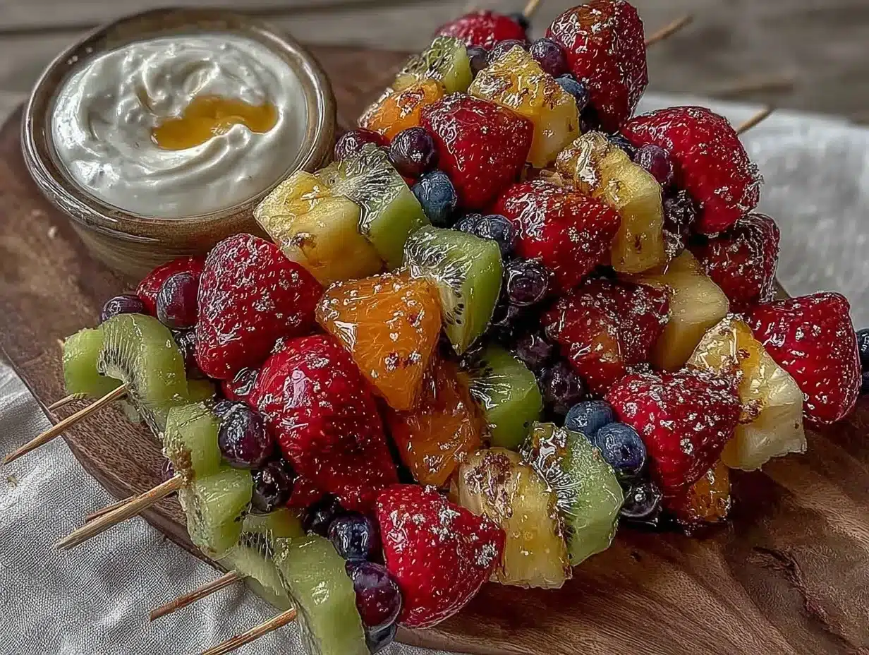 fresh rainbow fruit kabobs preparation steps