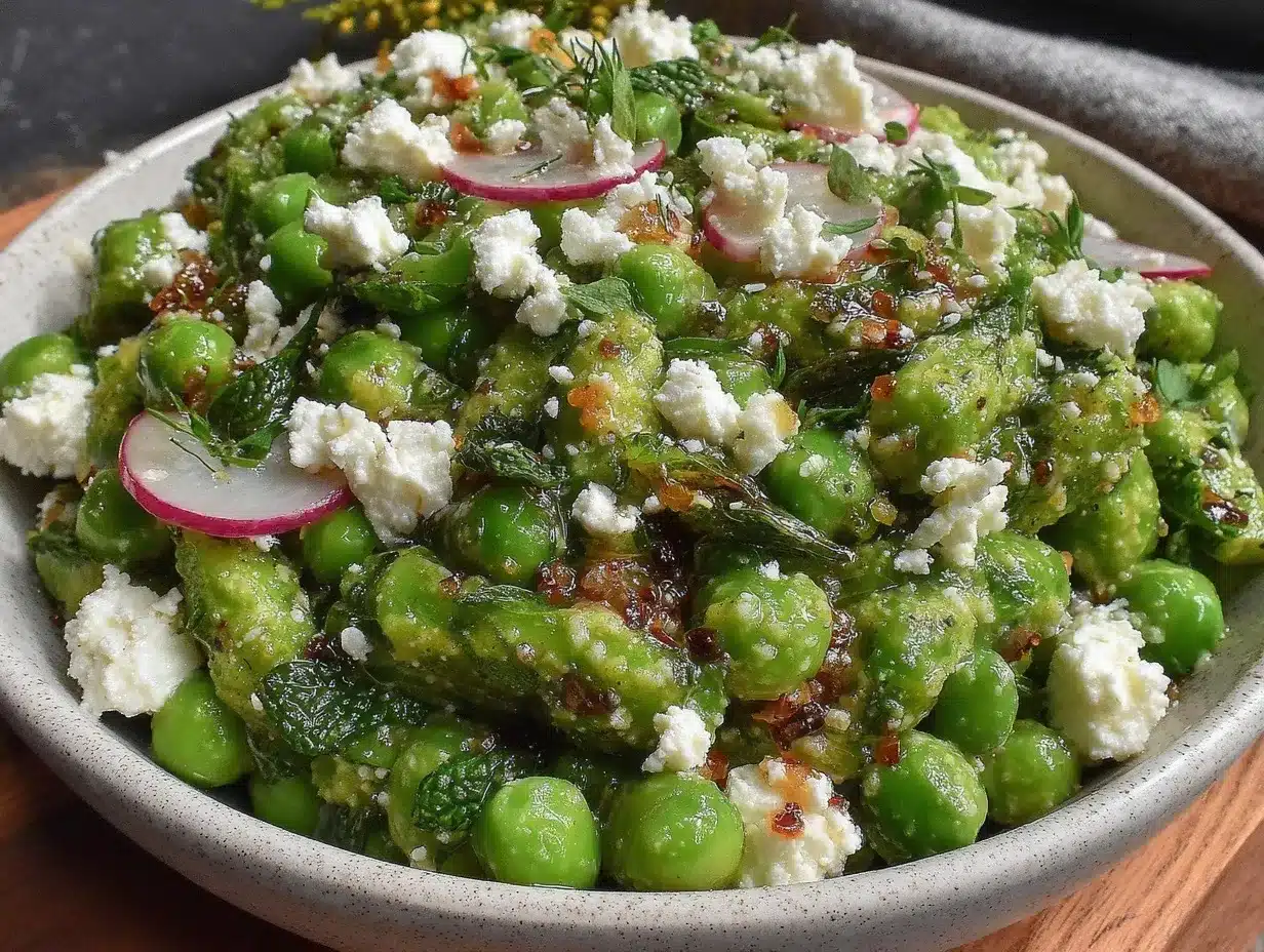 fresh spring pea and mint salad preparation steps