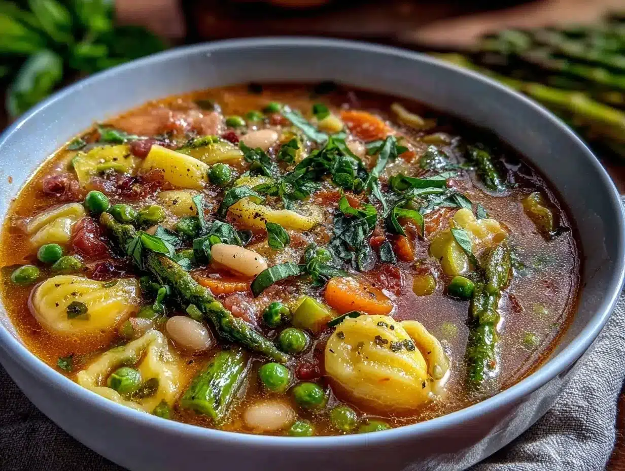 fresh spring vegetable minestrone soup preparation steps