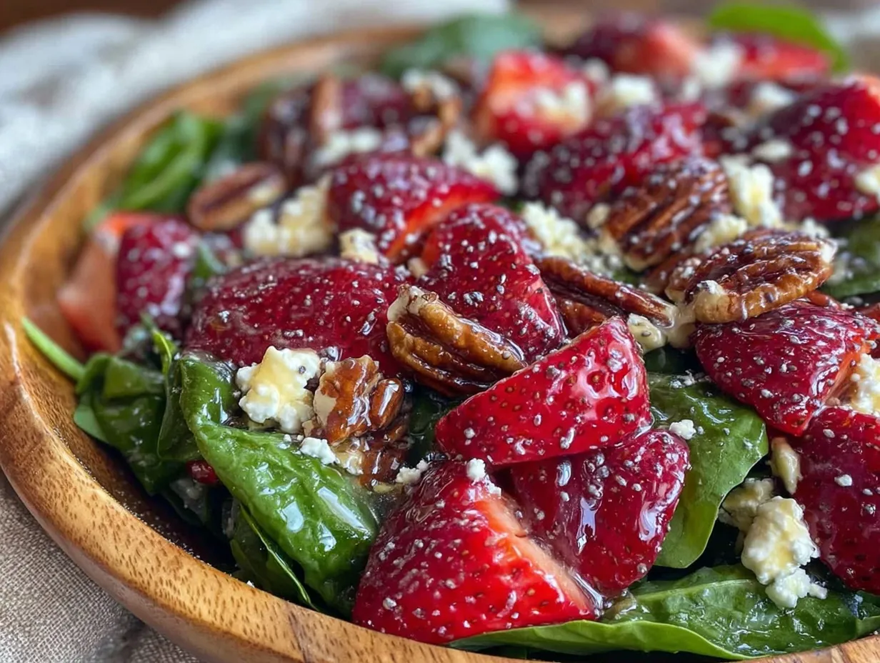 fresh strawberry spinach salad preparation steps