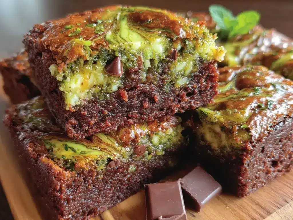 fudgy mint chocolate chip brownies - featured image