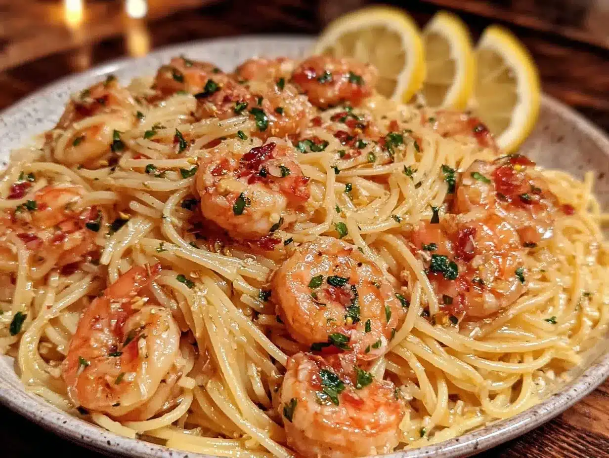 garlic butter shrimp scampi pasta preparation steps