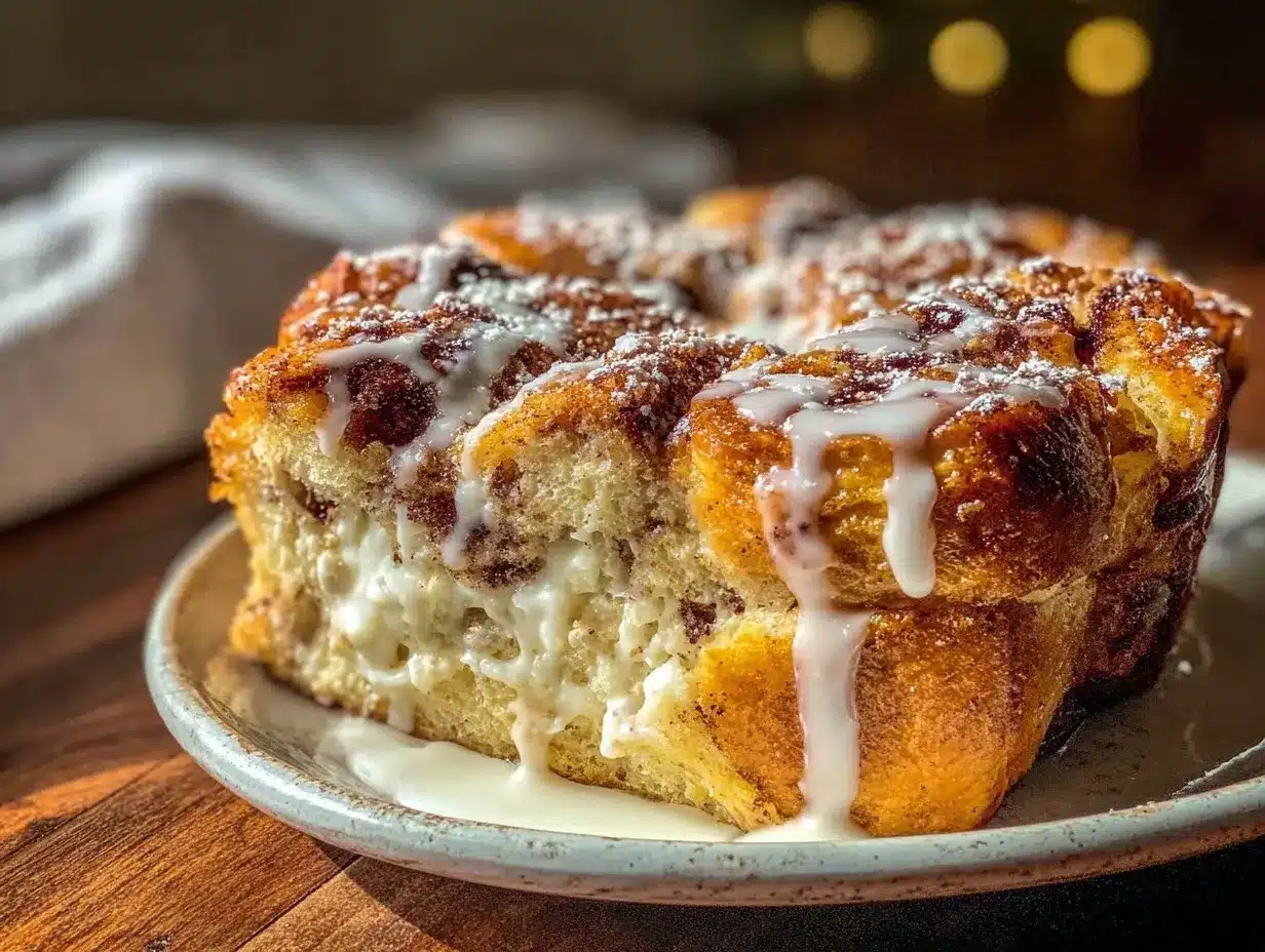 gooey cinnamon roll french toast bake preparation steps