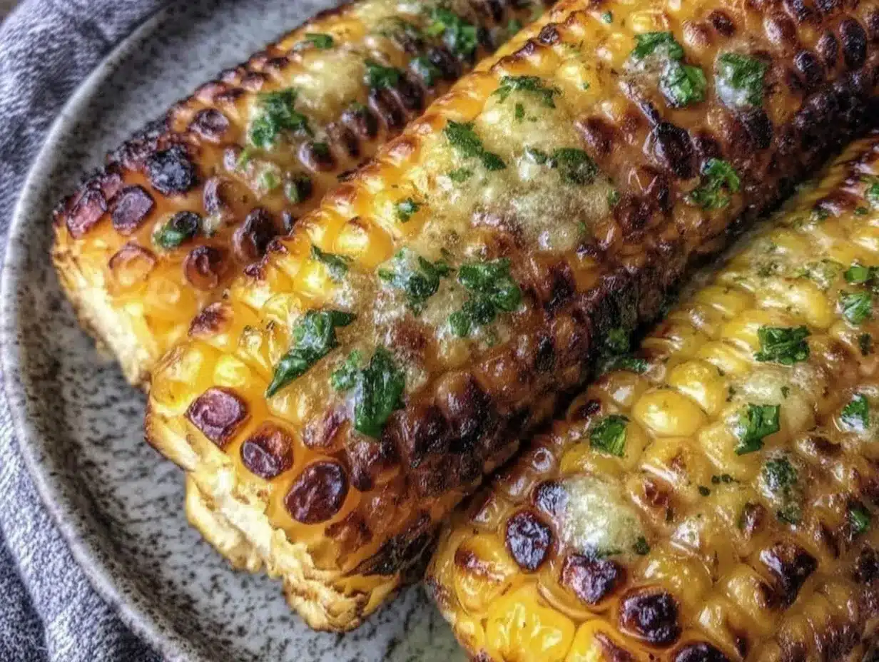 grilled corn on the cob with garlic butter preparation steps