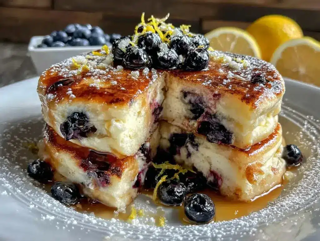 lemon ricotta blueberry pancakes - featured image