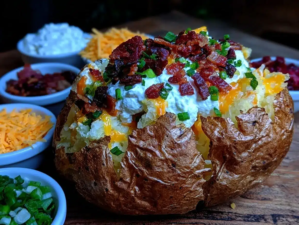 loaded baked potato bar preparation steps