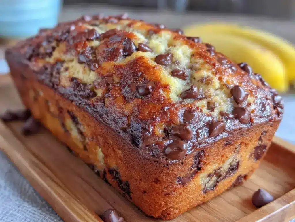 moist classic banana bread with chocolate chips - featured image